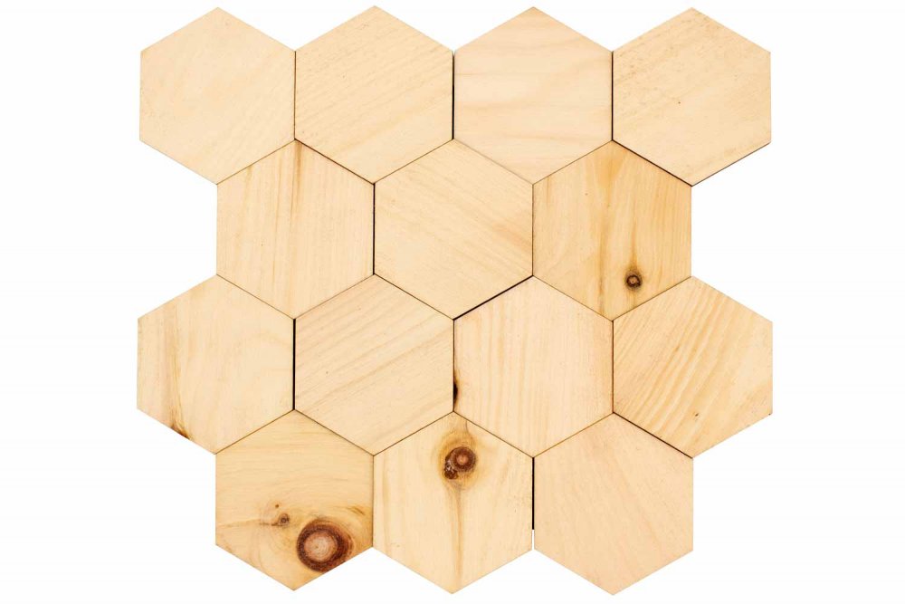 Borovicový nastěnný panel hexagon