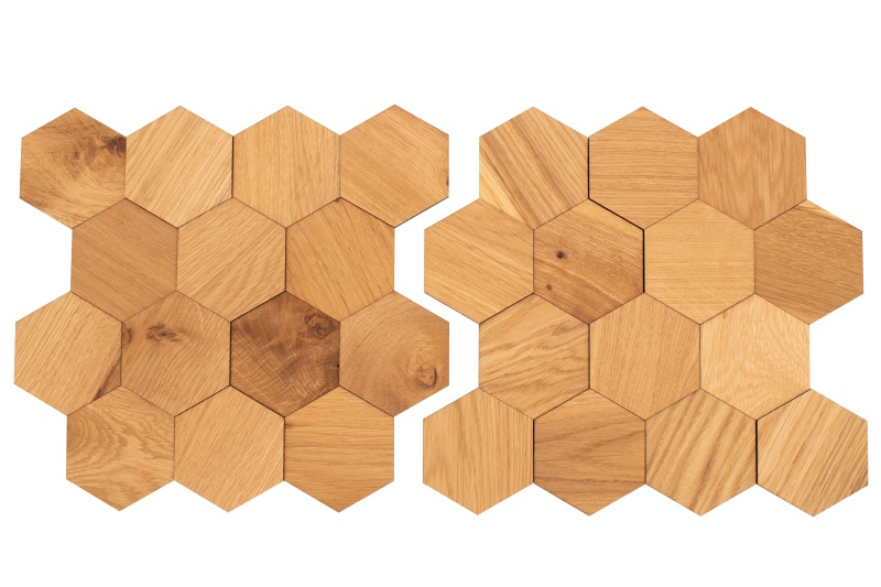 Dubový nástěnný panel vzor hexagon