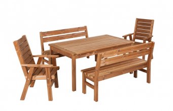 PROWOOD Dřevěný zahradní Nábytek SET L3 - stůl + 2 x křeslo + 2 x lavice