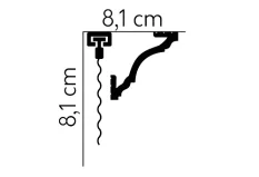 Garnižová LED osvetľovacia lišta, NEPRIAME OSVETLENIE, tvrdý plast PolyForce (HD Polymer), základný biely náter (pretierateľný), 81 x 81 x 2000 mm