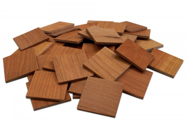 TŘEŠEŇ 50, jednotlivé kusy 50 x 50 mm (0,0025 m²) nebo samolepící panel 300 x 300 mm (0,09 m²) - dřevěná mozaika 3D