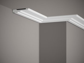 Stropní lišta – HLADKÁ, tvrdý plast ProFoam® (Polyuretan), základní bílý nátěr (přetíratelný), 21 x 98 x 2000 mm
