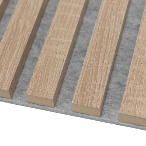 Akustický panel - DUB SONOMA, MDF + FÓLIA FINISH 3D, SIVÝ akustický podklad FILC, 300 x 2750 mm