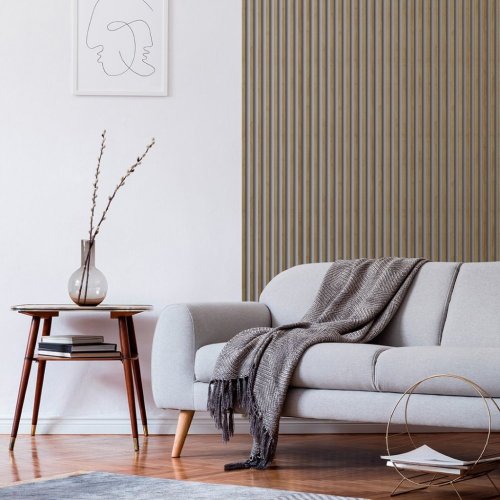 LINEA SLIM SINGLE - dřevěná lamela na stěnu, dub, 2650 x 22 x 27 mm