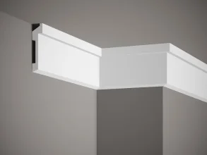 Stropná lišta – HLADKÁ, tvrdý plast PolyForce (HD Polymér), základný biely náter (pretierateľný), 110 x 27 x 2000 mm