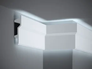 Stropná LED osvetľovacia lišta, NEPRIAME OSVETLENIE, tvrdý plast ProFoam® (Polyuretán), základný biely náter (pretierateľný), 150 x 40 x 2000 mm