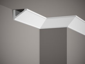 Stropná lišta – HLADKÁ, tvrdý plast ProFoam® (polyuretán), základný biely náter (pretierateľný), 55 x 87 x 2000 mm