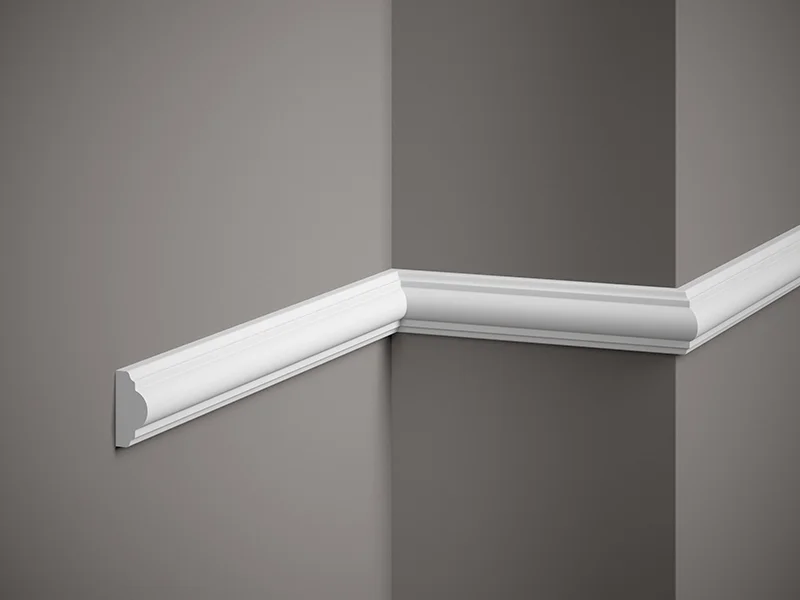 Nástěnná lišta – HLADKÁ, tvrdý plast PolyForce (HD Polymer), základní bílý nátěr (přetíratelný), 40 x 18 x 2000 mm
