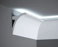 Stropná LED osvetľovacia lišta, NEPRIAME OSVETLENIE, tvrdý plast PolyForce (HD Polymer), základný biely náter (pretierateľný), 130 x 91 x 2000 mm