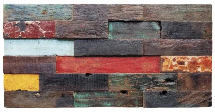 Dřevěná lodní mozaika - obkladový panel 600 x 300 x 7 - 14 mm (0,18 m²)