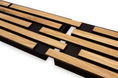 VZOREK - Akustický panel - DUB, MASIVNÍ LAMELY, černý akustický PET podklad - rozměr vzorku: 160 x 200 mm
