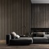 Akustický panel ACOUSTIC LINE - hakira beige | černá, 2650 x 245 x 22 mm, lamely MDF + FINISH FOLIE, akustický podklad FILC