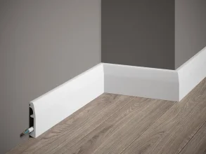 Podlahová lišta – HLADKÁ, tvrdý plast PolyForce (HD Polymer), základní bílý nátěr (přetíratelný), 69 x 14 x 2000 mm