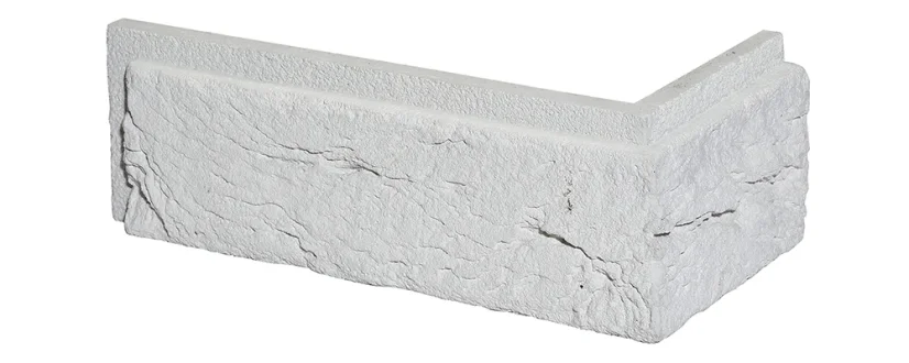 Cihlový obklad, ROH, Z BETONU, BOSTON 2 - white, bílá, 90 x 200 mm, tloušťka 8-21 mm, 0.87 bm
