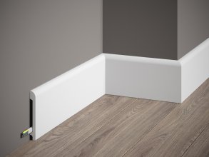 Podlahová lišta – PREMIUM, tvrdý plast PolyForce (HD Polymer), kvalitní bílý lak (finální povrch), 99 x 13 x 2000 mm