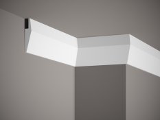 VZOREK - Stropní lišta – HLADKÁ, tvrdý plast PolyForce® (HD Polymer), základní bílý nátěr (přetíratelný), 100 x 23 x 100 mm