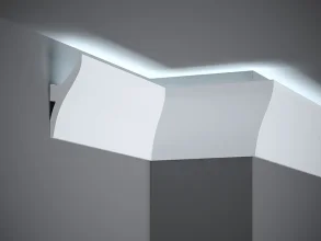 Stropná LED osvetľovacia lišta, NEPRIAME OSVETLENIE, tvrdý plast PolyForce (HD Polymer), základný biely náter (pretierateľný), 120 x 42 x 2000 mm