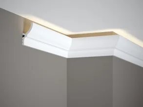 Stropná LED osvetľovacia lišta, NEPRIAME OSVETLENIE, tvrdý plast PolyForce (HD Polymer), základný biely náter (pretierateľný), 72 x 40 x 2000 mm