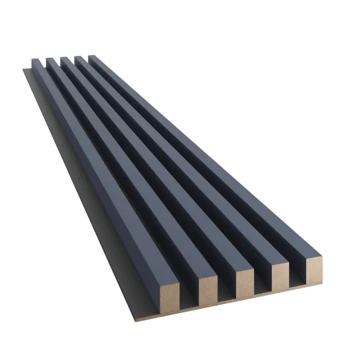 Dřevěné lamely ŠIROKÉ na ČERNÉ desce (MDF), TMAVĚ NÁMOŘNICKÁ MODRÁ, 46 x 300 x 2750 mm (0,825 m2)