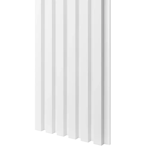 Dřevěné lamely ÚZKÉ na BÍLÉ desce (MDF), BÍLÁ MATNÁ, FINISH FOLIE, 24 x 300 x 2750 mm (0,825 m2)