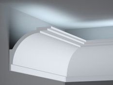 Stropní LED osvětlovací lišta, NEPŘÍMÉ OSVĚTLENÍ, tvrdý plast PolyForce (HD Polymer), základní bílý nátěr (přetíratelný), 108 x 122 x 2000 mm