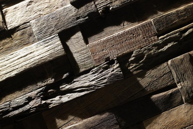 VZOREK - DŘEVĚNÁ LODNÍ MOZAIKA - OBKLADOVÝ PANEL - ROZMĚR VZORKU: 200 x 150 mm