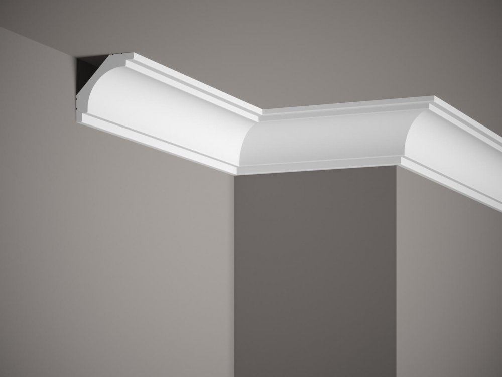 Stropní lišta – HLADKÁ, tvrdý plast PolyForce (HD Polymer), základní bílý nátěr (přetíratelný), 60 x 60 x 2000 mm