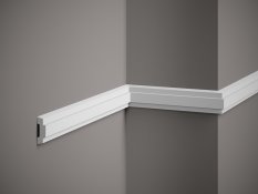 VZORKA - Nástenná lišta – HLADKÁ, tvrdý plast PolyForce (HD Polymér), základný biely náter (pretierateľný), 45 x 15 x 100 mm