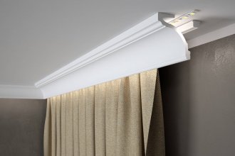 Garnýžová LED osvětlovací lišta, NEPŘÍMÉ OSVĚTLENÍ, tvrdý plast PolyForce (HD Polymer), základní bílý nátěr (přetíratelný), 83 x 92 x 2000 mm