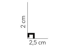 Podlahová/stropní lišta – HLADKÁ, tvrdý plast PolyForce (HD Polymer), základní bílý nátěr (přetíratelný), 20 x 25 x 2000 mm Podlahová/stropní lišta – HLADKÁ, tvrdý plast PolyForce (HD Polymer), základní bílý nátěr (přetíratelný), 20 x 25 x 2000 mm
