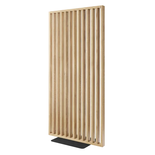 Dělící lamelová stěna s podstavcem - volně stojící, 990 x 2005 mm, (MDF), DUBOVÁ DÝHA - Typ lamel: V úhlu 45° k základně
