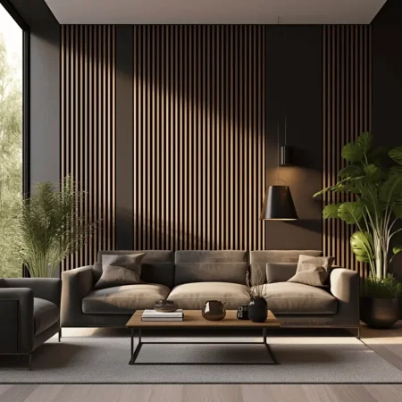 Lamely imitující dřevo z odolného materiálu, který nevybledne - za sedačkou 