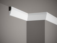 VZORKA - Stropná lišta – HLADKÁ, tvrdý plast PolyForce® (HD Polymér), základný biely náter (pretierateľný), 70 x 27 x 100 mm