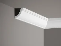 Stropná lišta – HLADKÁ, tvrdý plast ProFoam® (polyuretán), základný biely náter (pretierateľný), 50 x 50 x 2000 mm