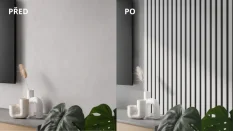 ATYPICKÝ PRODUKT - Akustický panel - BÍLÝ, MDF + FOLIE FINISH, ČERNÝ akustický podklad FILC, 2526 x 300 mm