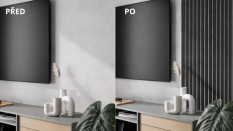 Akustický panel - ČERNÝ, MDF + FOLIE FINISH, ŠEDÝ akustický podklad FILC, 300 x 2750 mm Akustický panel - ČERNÝ, MDF + FOLIE FINISH, ŠEDÝ akustický podklad FILC, 300 x 2750 mm