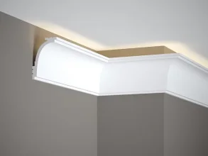 Stropná LED osvetľovacia lišta, NEPRIAME OSVETLENIE, tvrdý plast PolyForce (HD Polymer), základný biely náter (pretierateľný), 92 x 62 x 2000 mm