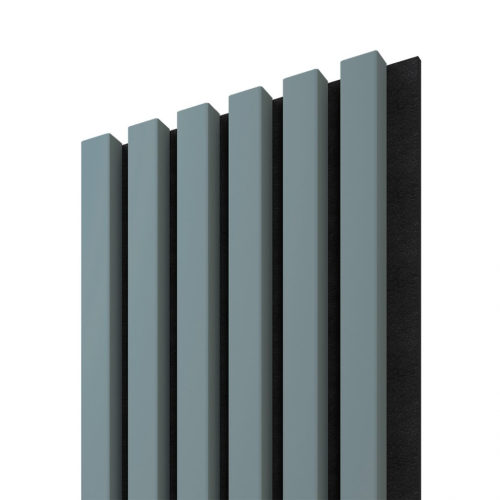 Akustický panel ACOUSTIC LINE - smoke blue | černá, 2650 x 245 x 22 mm, lamely MDF + FINISH FOLIE, akustický podklad FILC