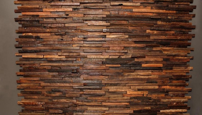 Drevená lodná mozaika - obkladový panel 600 x 300 x 6 - 12 mm (0,18 m²)