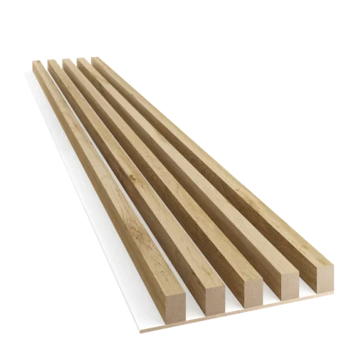 Dřevěné lamely ŠIROKÉ na BÍLÉ desce (MDF), DUB WOTAN, 46 x 300 x 2750 mm (0,825 m2)