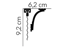 Garnižová LED osvetľovacia lišta, NEPRIAME OSVETLENIE, tvrdý plast PolyForce (HD Polymer), základný biely náter (pretierateľný), 92 x 62 x 2000 mm