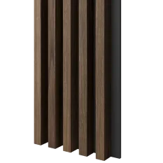 Drevené lamely ŠIROKÉ na ČIERNEJ doske (MDF), ORECH, 46 x 300 x 2750 mm (0,825 m2)