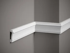 Nástenná lišta – HLADKÁ, tvrdý plast PolyForce (HD Polymér), základný biely náter (pretierateľný), 73 x 23 x 2000 mm