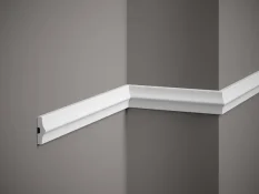 VZOREK - Nástěnná lišta – HLADKÁ, tvrdý plast PolyForce (HD Polymer), základní bílý nátěr (přetíratelný), 45 x 15 x 100 mm