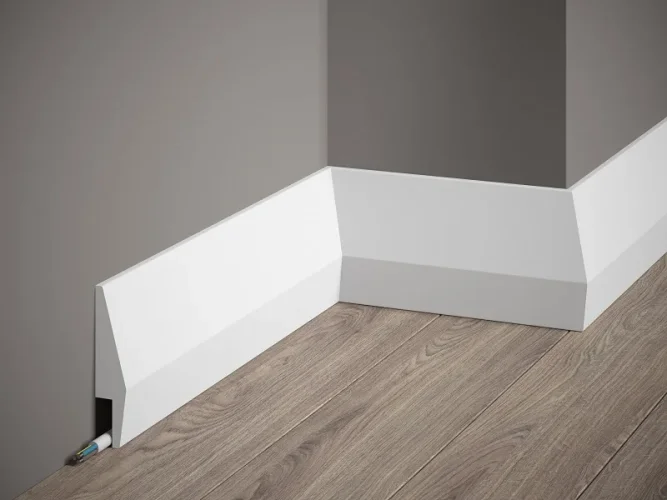 Podlahová lišta – PREMIUM, tvrdý plast PolyForce (HD Polymer), kvalitní bílý lak (finální povrch), 100 x 23 x 2000 mm