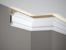 Stropní LED osvětlovací lišta, NEPŘÍMÉ OSVĚTLENÍ, tvrdý plast PolyForce (HD Polymer), základní bílý nátěr (přetíratelný), 96 x 55 x 2000 mm