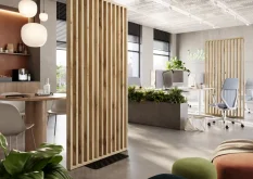 Dělící lamelová stěna s podstavcem - volně stojící, 990 x 2005 mm, (MDF), DUB WOTAN