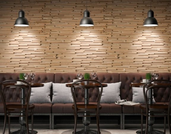 Dřevěné panely do restaurace