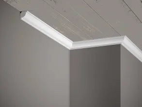 Stropná lišta – HLADKÁ, tvrdý plast PolyForce (HD Polymér), základný biely náter (pretierateľný), 21 x 21 x 2000 mm