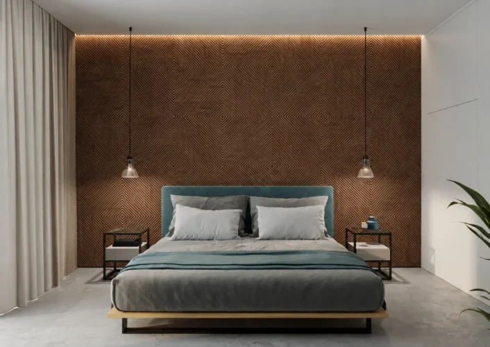 Lamelový panel BREKKA - DÝHA Z AMERICKÉHO OŘECHU, 600 x 600 x 11 mm, ČERNÝ MDF PANEL